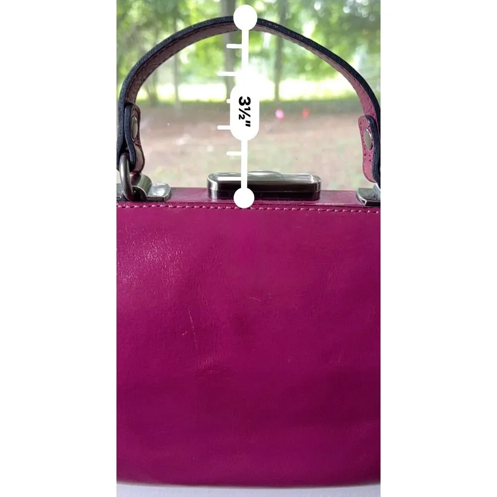 NWOT Patricia Nash Tooled Leather Gracchi Frame Satchel in Magenta